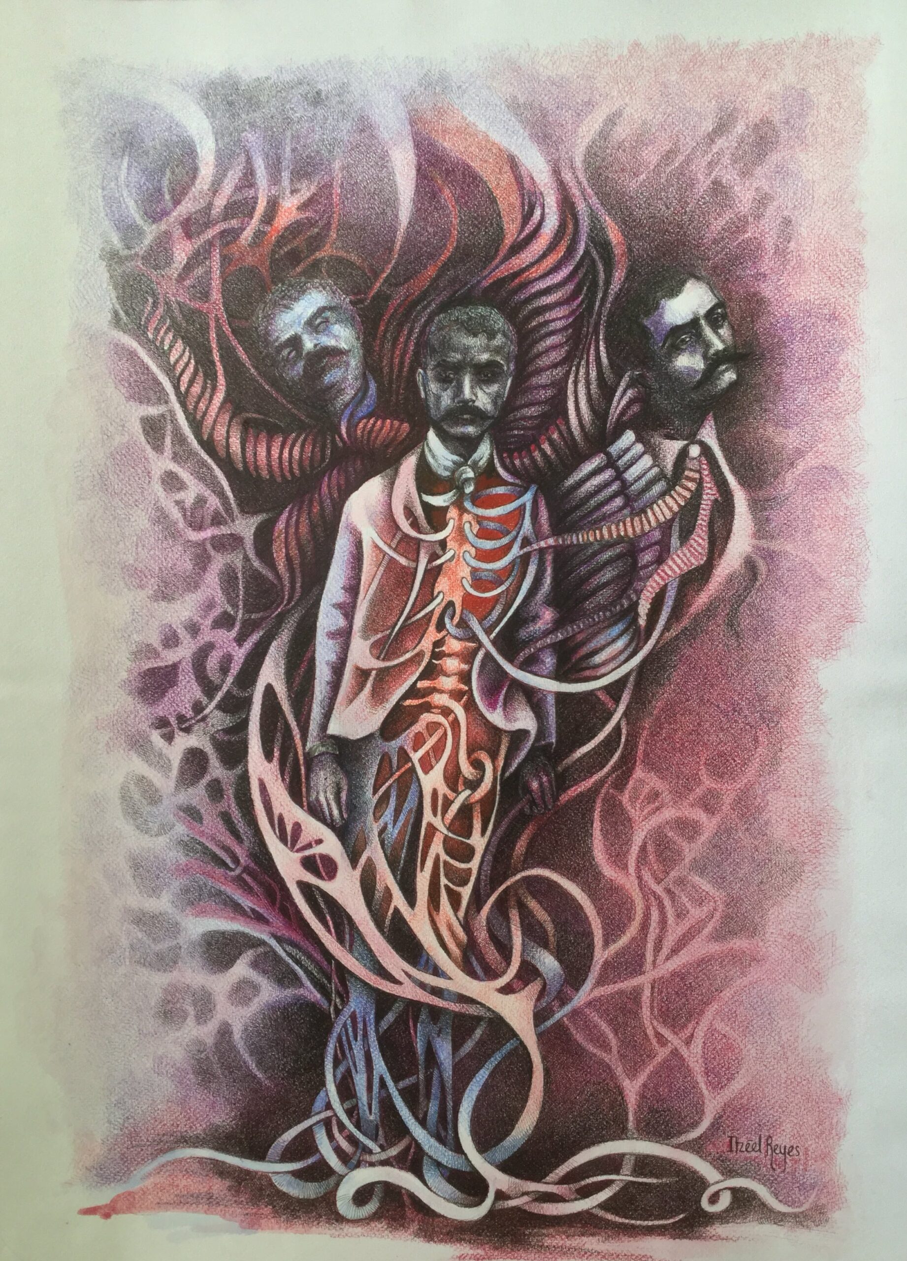 Título: “De raíz Zapatista”
Técnica: Mixta (Acuarela/ tinta china)
Medidas: 70 x 50 cm 
Autora: Itzeel Reyes