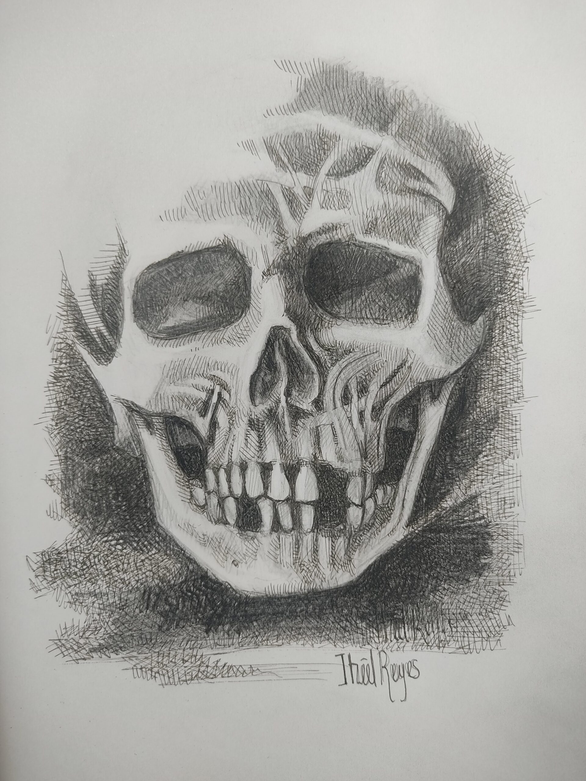 Título: “Cráneo 2 ”
Técnica: Tinta china sobre papel
Medidas: 20 x 20 cm 
Autora: Itzeel Reyes
Colección Privada