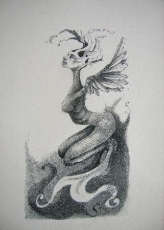 Título: “Mutante 10 con alas”
Técnica: Tinta china
Medidas: 22 x 14 cm  
Autora: Itzeel Reyes
Colección Privada
